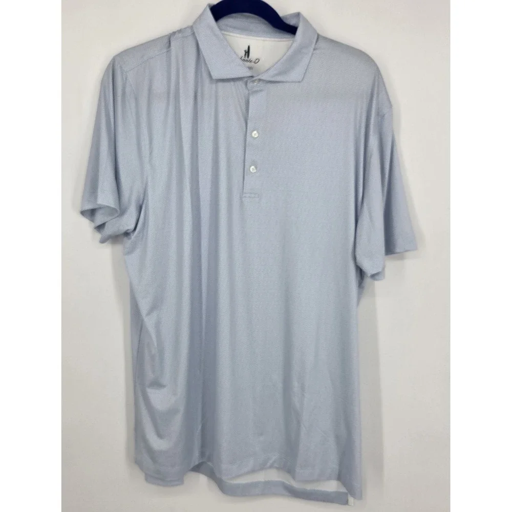 NEW Johnnie-O Featherweight Marlin Golf Polo Shirt Men Large Purple Geo AOP NWT